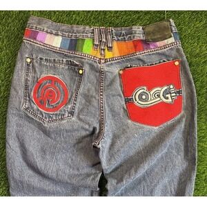VTG Coogi Jeans Mens 36x33 Blue Y2K Hip Hop Baggy Embroidered Colorful Tag 34x32